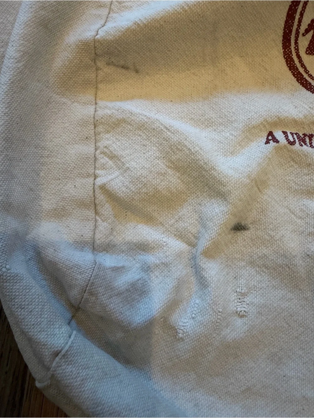 RARE OG Vintage Trader Joe's Canvas Tote Bag in Off-White with Burgundy Logo